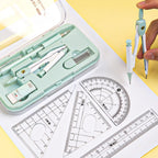 8-Piece Math Drawing Set,Drawing Tools,Including Compass,Ruler,Set Square,Protractor, Eraser,And Mechanical Pencil,Compass Set