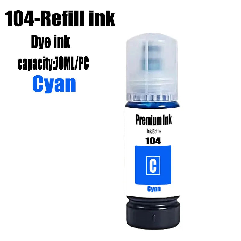 104 Premium Color Compatible Bulk Bottle Water Based Refill Ink For Epson ECOTANK ET-2821 ET-2825 ET-2826 ET-2830 Printer