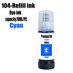 104 Premium Color Compatible Bulk Bottle Water Based Refill Ink For Epson ECOTANK ET-2821 ET-2825 ET-2826 ET-2830 Printer