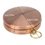 Brass Material Portable Pocket Compass Copper Gold Color Outdoor Compass Retro Style Luminous Display Camping Compass
