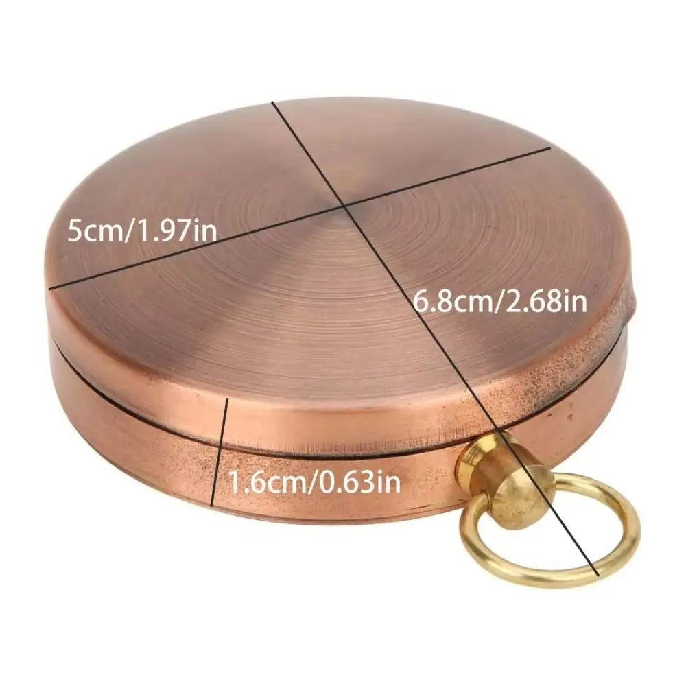 Brass Material Portable Pocket Compass Copper Gold Color Outdoor Compass Retro Style Luminous Display Camping Compass