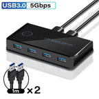 USB 3.0 KVM Switch Adapter 2 Inputs 4 Outputs USB Shared Switcher for PC Laptop Keyboard Mouse Printer USB Switch Controller Hub