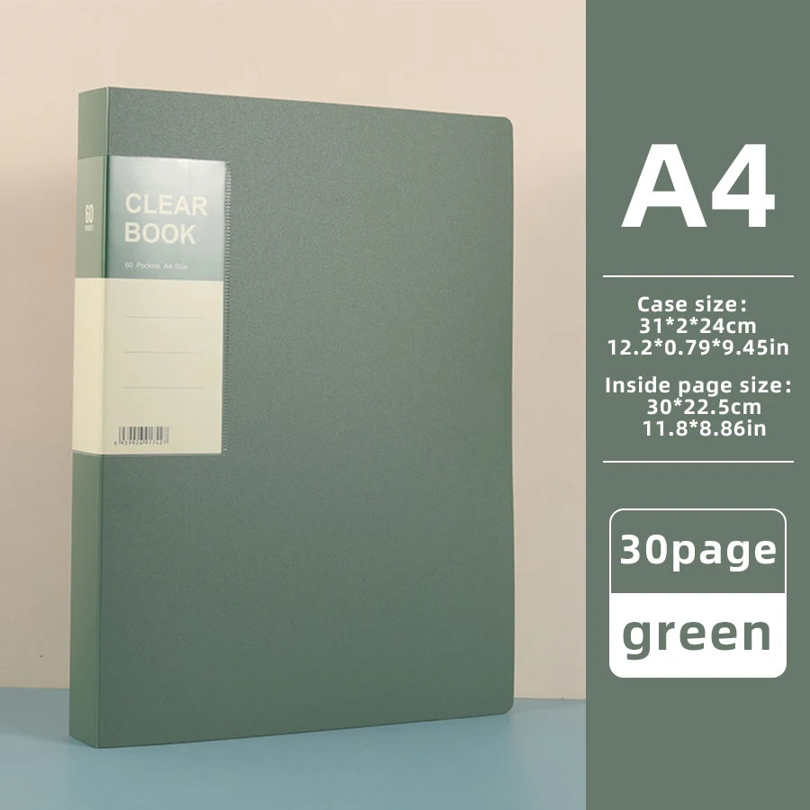 Hot Classic Style 20/30/40/60 Pages Thick Side-in Type Display Book Waterproof Large Specifications Test Paper Storage Folder