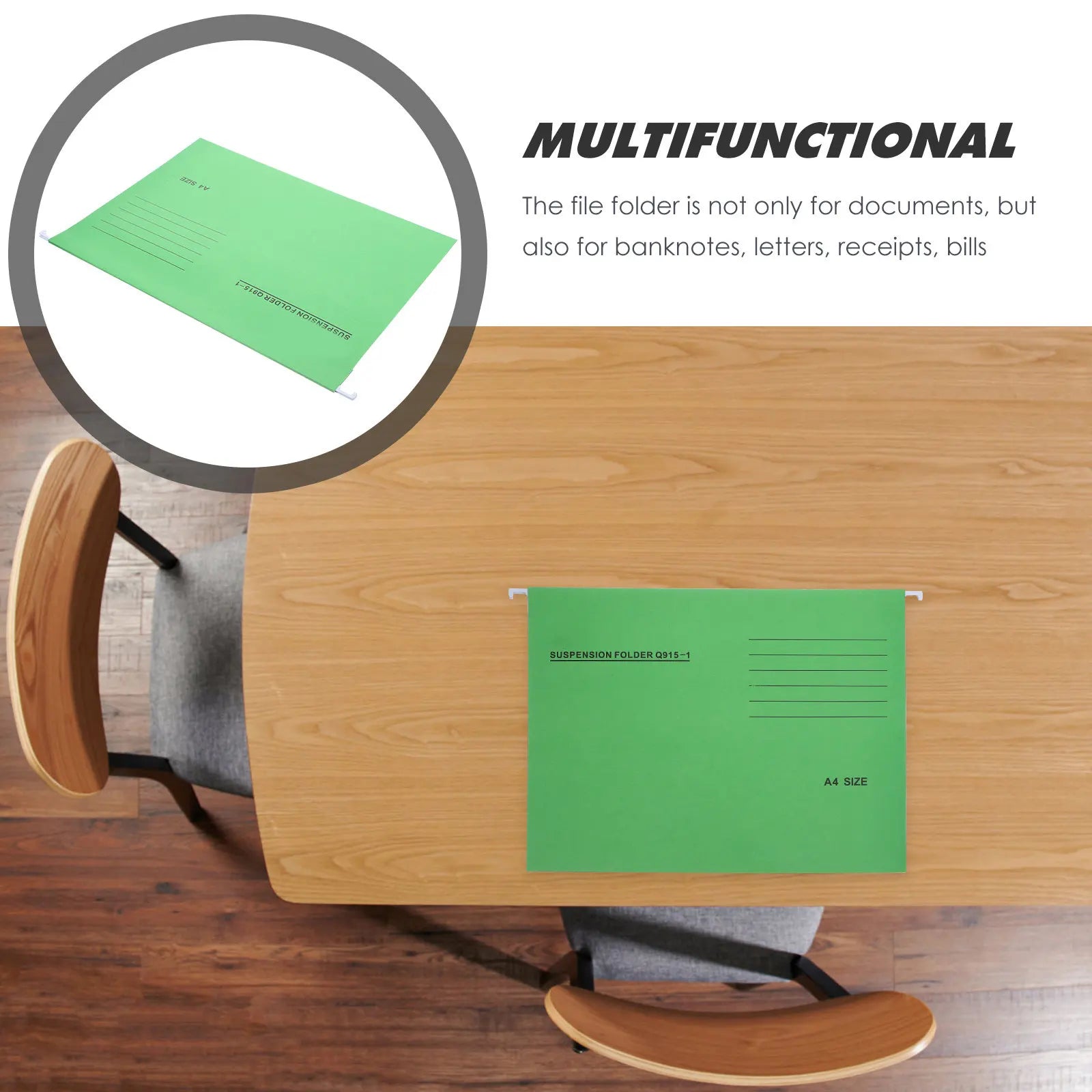 6Pcs Heavy-Duty Hanging File Folders A4 Size Reinforced Iron Hook Paper File Organizers for Office Bills Receipts Coupons