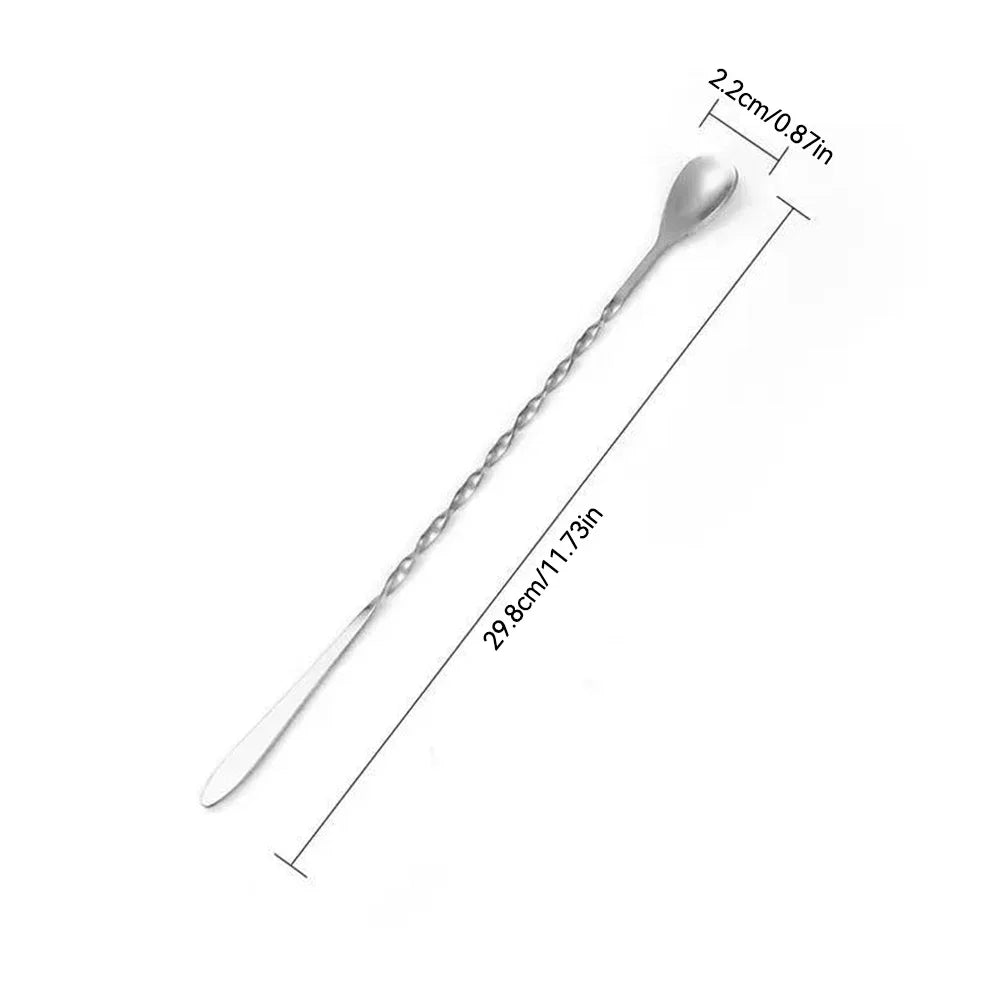 Stainless Steel Threaded Bar Spoon Swizzle Stick Coffee Cocktail Mojito Wine Spoons Barware Bartender Tools Accessories