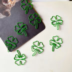 10/30/50 Green four-leaf clover-shaped paper clips - Lucky little clips, durable color document organization clips