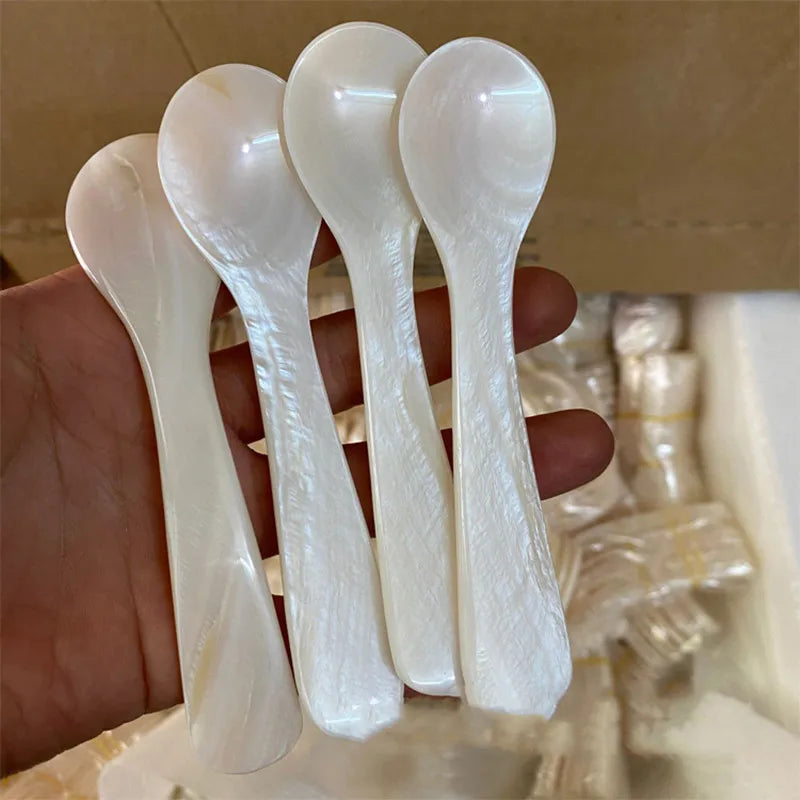 Kitchen Tools 9-13CM Natural Shell Ice Spoon Cream Coffee Caviar Spoon Mother of Pearl Seashells Stirring Spoons Teaspoon Crafts
