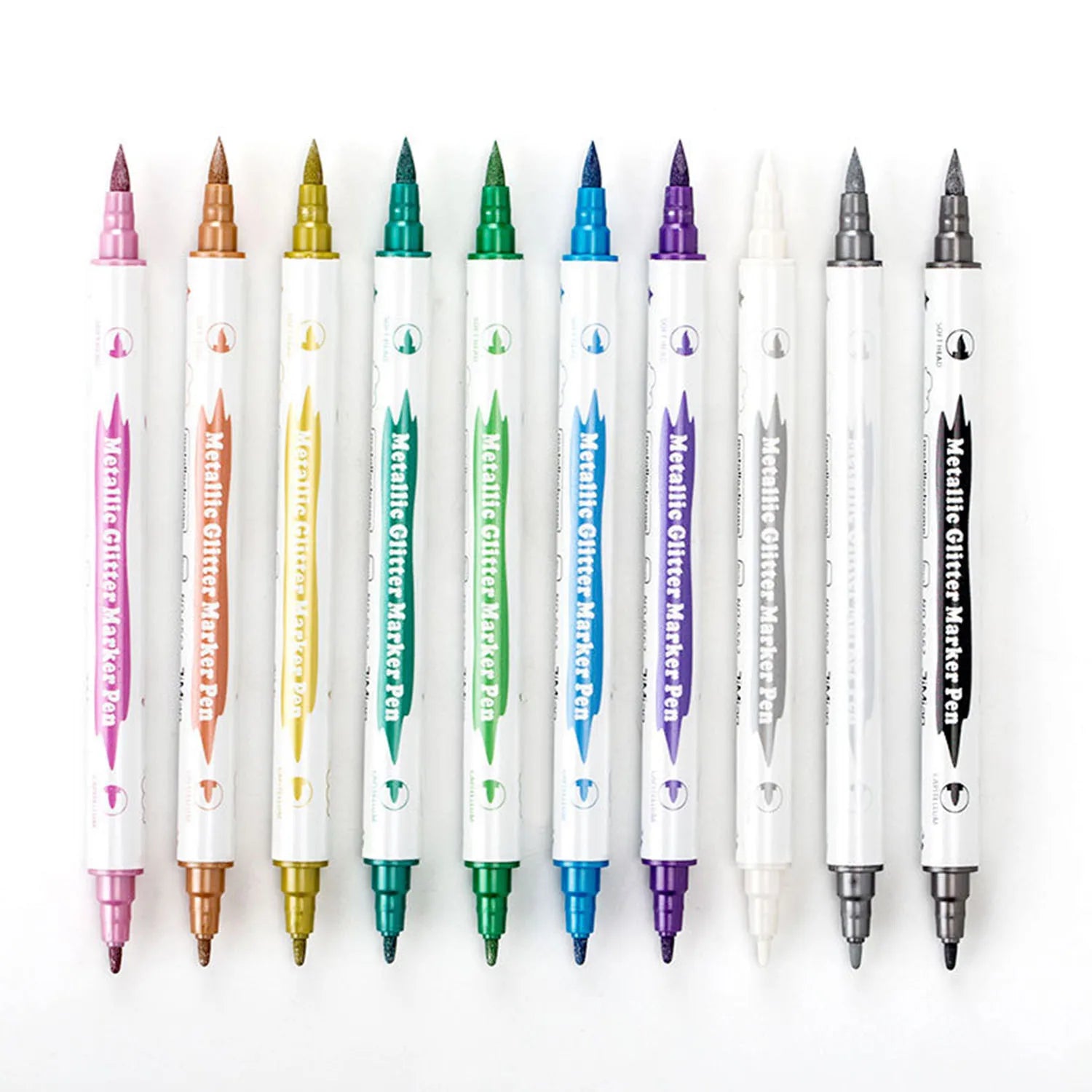 10Pcs Dual Nib Metallic Drawing Markers Fine & Brush Tip Art Craft Set For Scrapbooking Card Making School Handcraft DIY Supplie