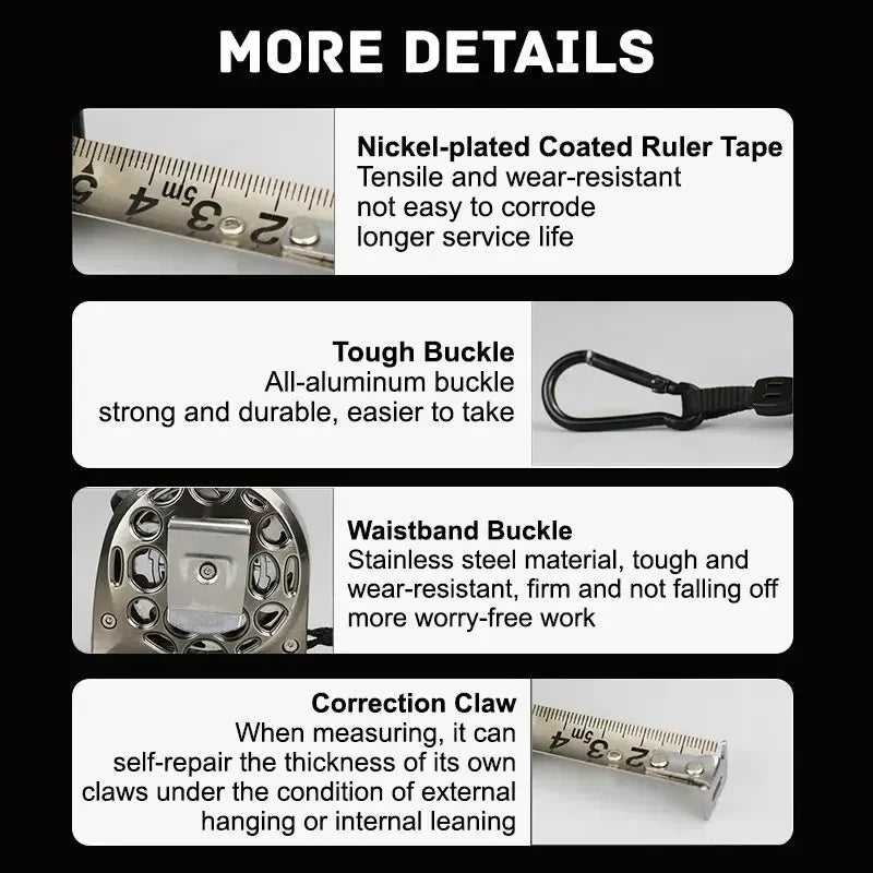 New 3/5/7.5M Metric Tape Measure Stainless Steel Anti-corrosion Retractable Ruler Woodworking Ruler Metric Tape Measuring Tools