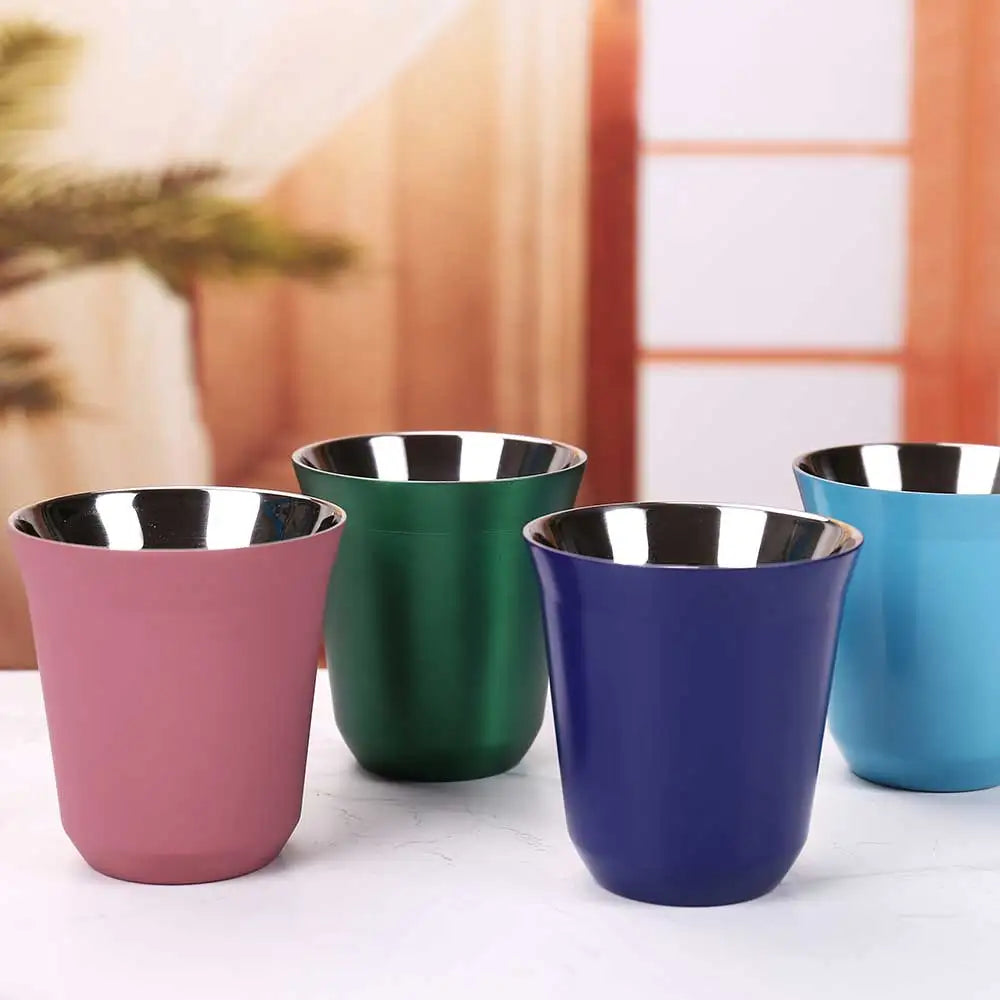 160ML 304 Espresso Mugs Stainless Steel Coffee Milk Water Drink Breakfast Cups Insulated Double Wall Safe Texture