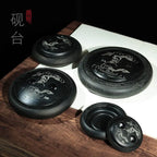 Natural Original Stone Inkstone With Cover Longan Round For Students Libros Livros Livres Kitaplar Art