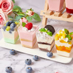 Disposable Plastic Mousse Cup Mini Ladder Shaped Pudding Dessert Cup for Hotel Party and Sweet Shop Disposable Plastic Cups