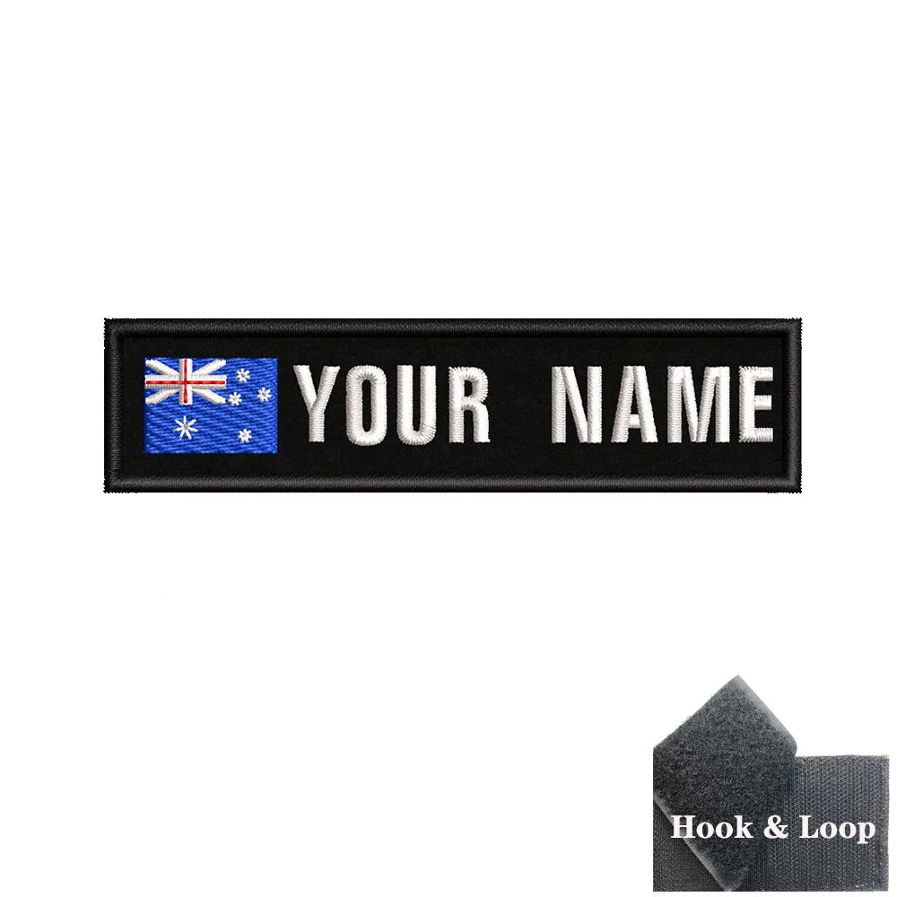 1PC 10cmX2.5cm Custom Name Flag Patch Stripes Badge Iron On Or Hook Loop Armband Germany Luxembourg Armenia Serbia Singapore