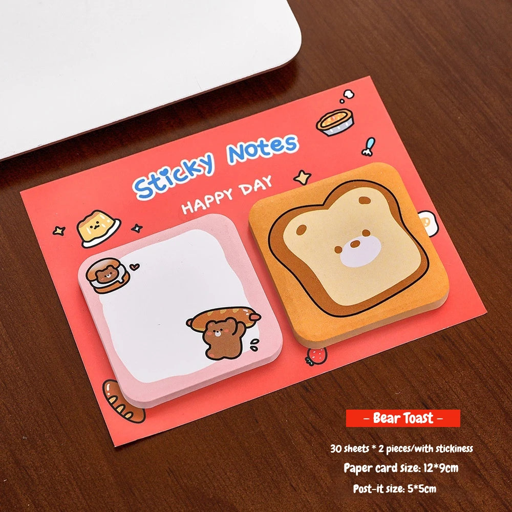 1Pcs Kawaii Cartoon Animal Sticky Notes Sticker 60Sheets Cute Rabbit Bear Capybara Astronaut Memo Pad School Office Stationery