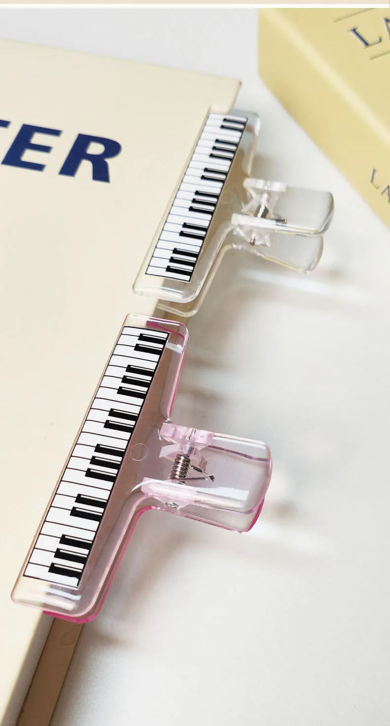 1Pc Music Style Piano Pattern Transparent Acrylic Clip Piano Score Fixed Binder Clamp Office Folder Student Test Paper Organizer
