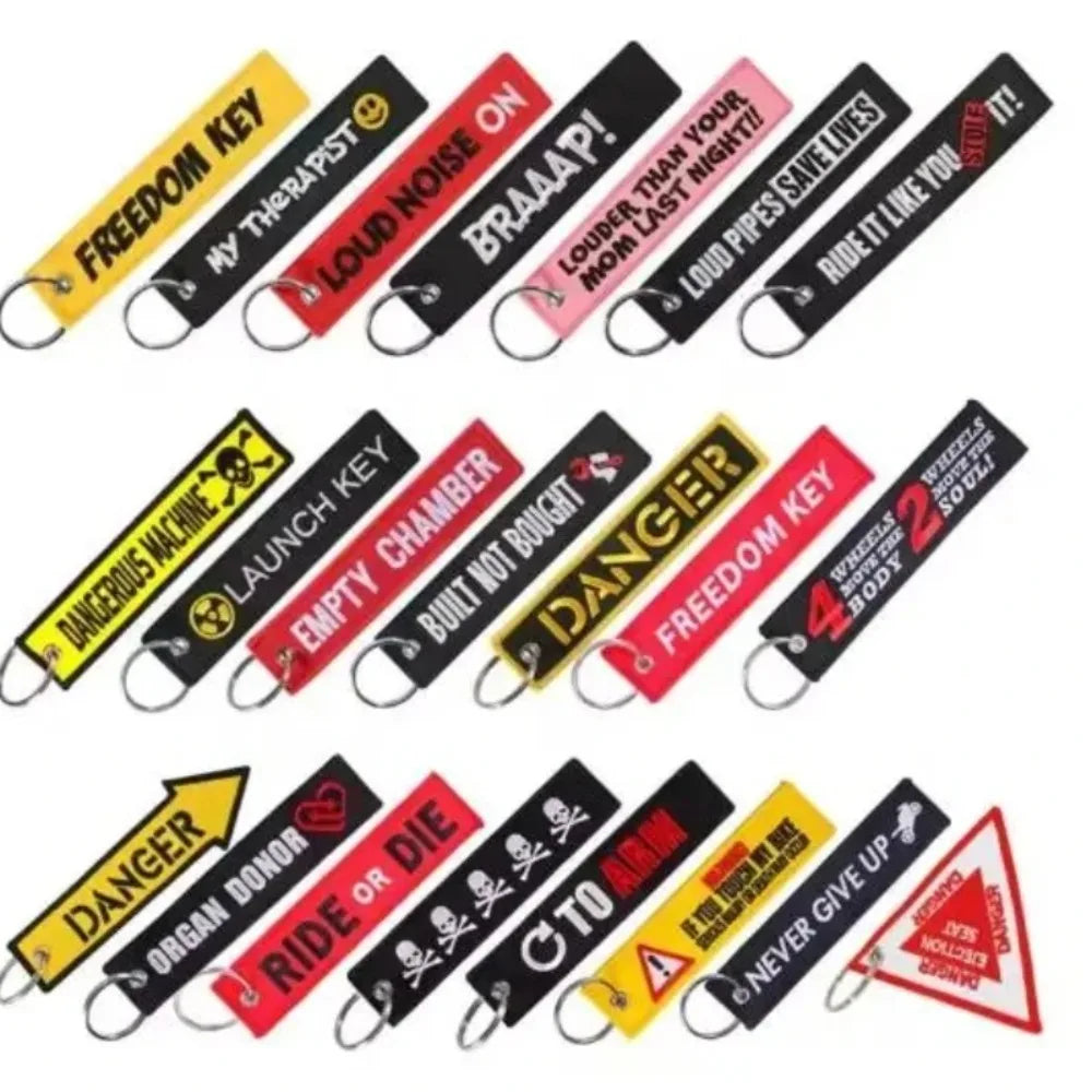 Custom Your Own Text Tag Keychains for Motorcycles Cars Scooters Key Decoration Personalized Double-sided Embroidery Keychain
