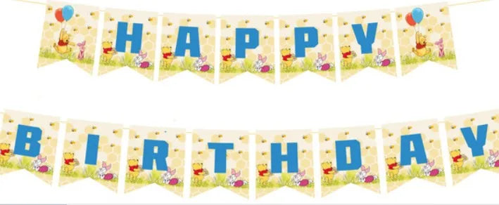 Winnie The Pooh Birthday Party Decoration Plates Napkins Table Cover Balloons Banner Baby Shower Serves 10 Guests Baby Shower