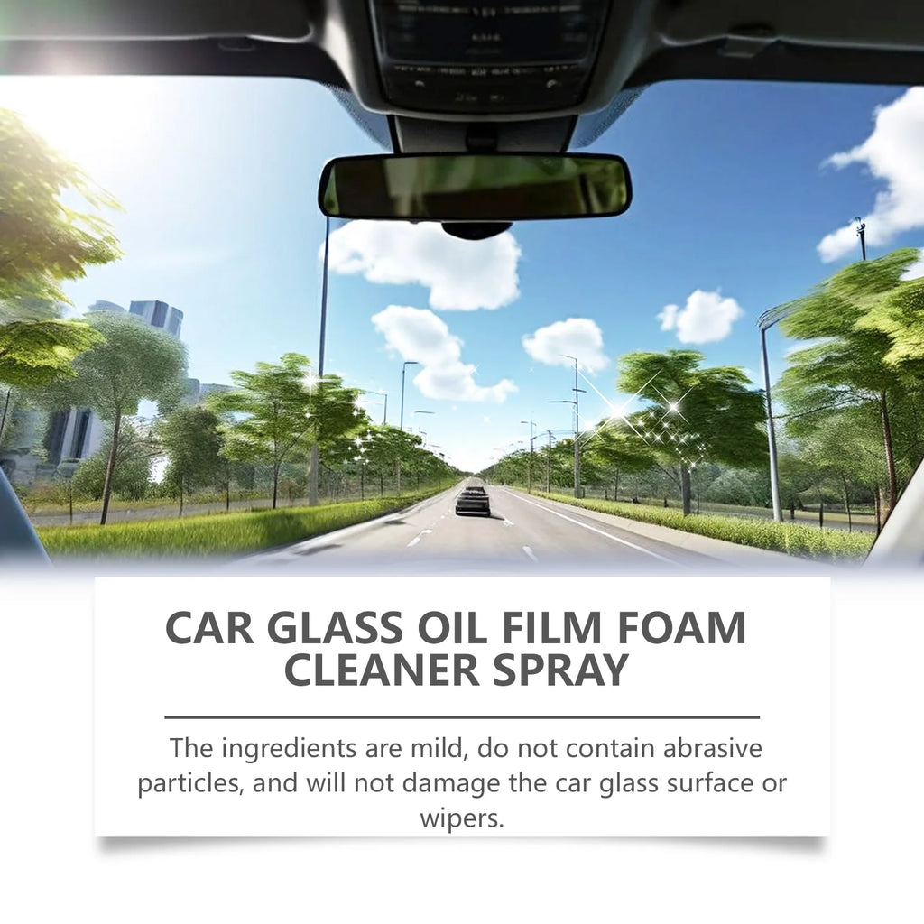 Car Glass Oil Film Cleaner Spray Glass Car Window Stain Remover Cleaning Agent Brightening Agent Quickly Cleans Removes Oil Film