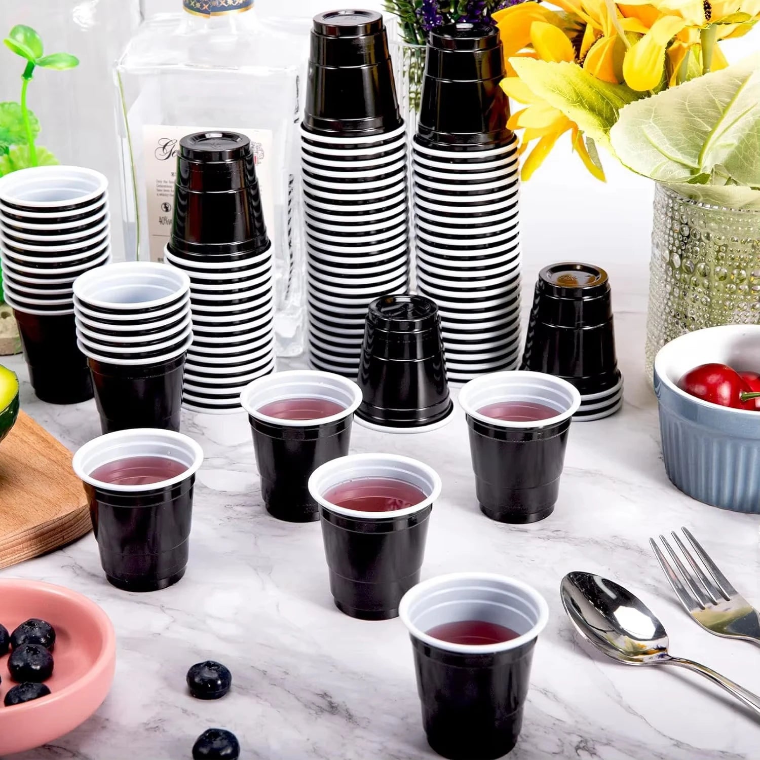 20-60pcs 2oz Mini Party Shot Cups Plastic Halloween Disposable Cups Birthday Wedding Cups For Beer Drinks Soda Punch Water Cups