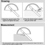 180 Degree Adjustable Protractor 14.5cm Stainless Steel Angle Gauge Round Finder Head Caliper Measuring Ruler Tool
