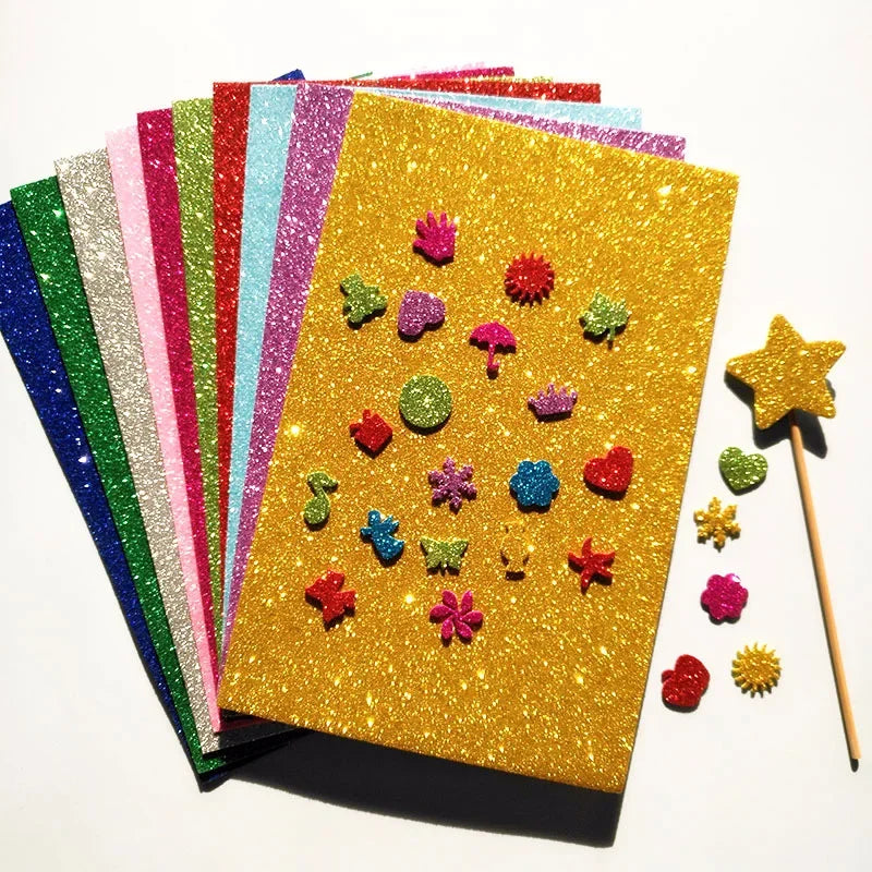 5Sheets 20*30cm Glitter Foam Paper Sparkles Paper for Children's Craft Activities DIY Cutters Handcraft Foam Paper Without Glue