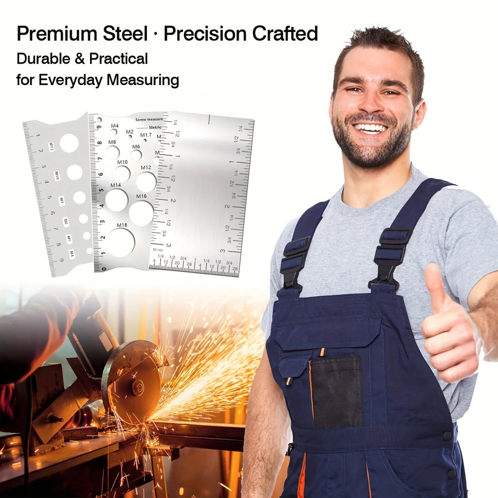 3-Inch Stainless Steel Precision Square Ruler, Dual Scale Metric/Imperial Conversion, Compact & Portable Pocket Measuring Tool