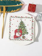 Christmas Party Napkins Disposable Dinner Serviettes Santa Claus Christmas Tree Gifts Flower Element Style Art Decoupage Napkins