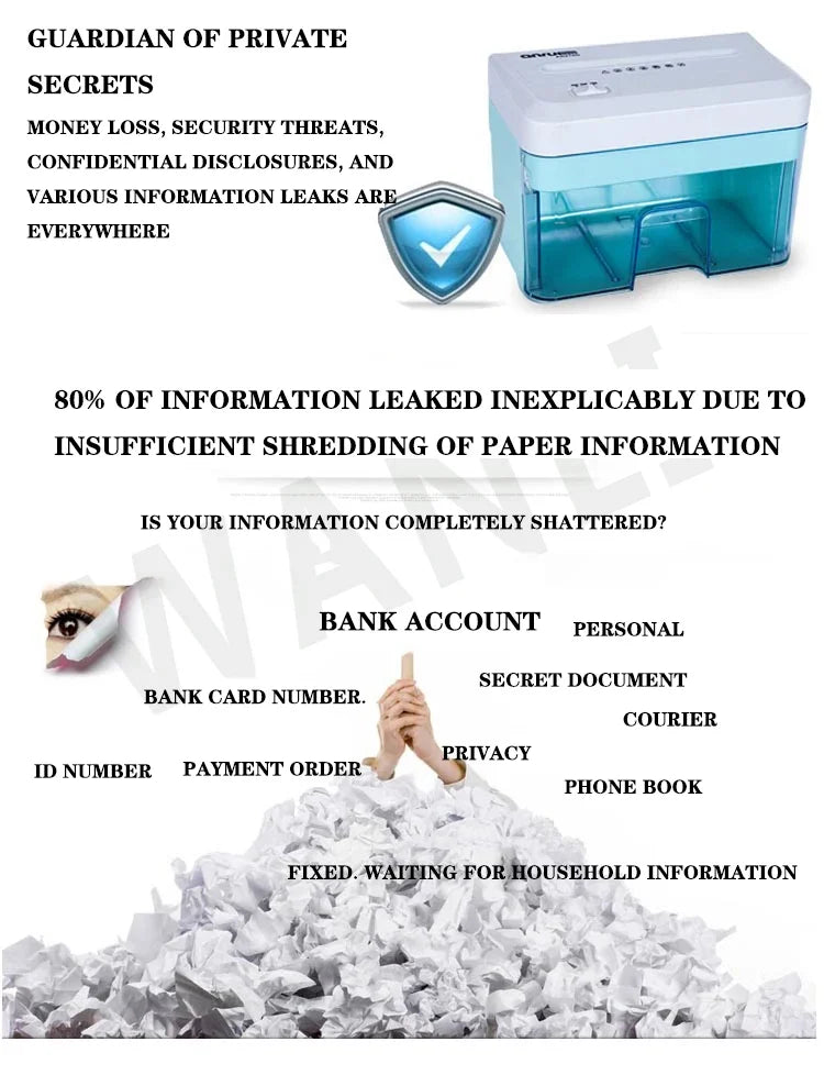 1PC Electric Paper Shredder Electric File Shredder 24v Small Office Household Paper Shredder Granular