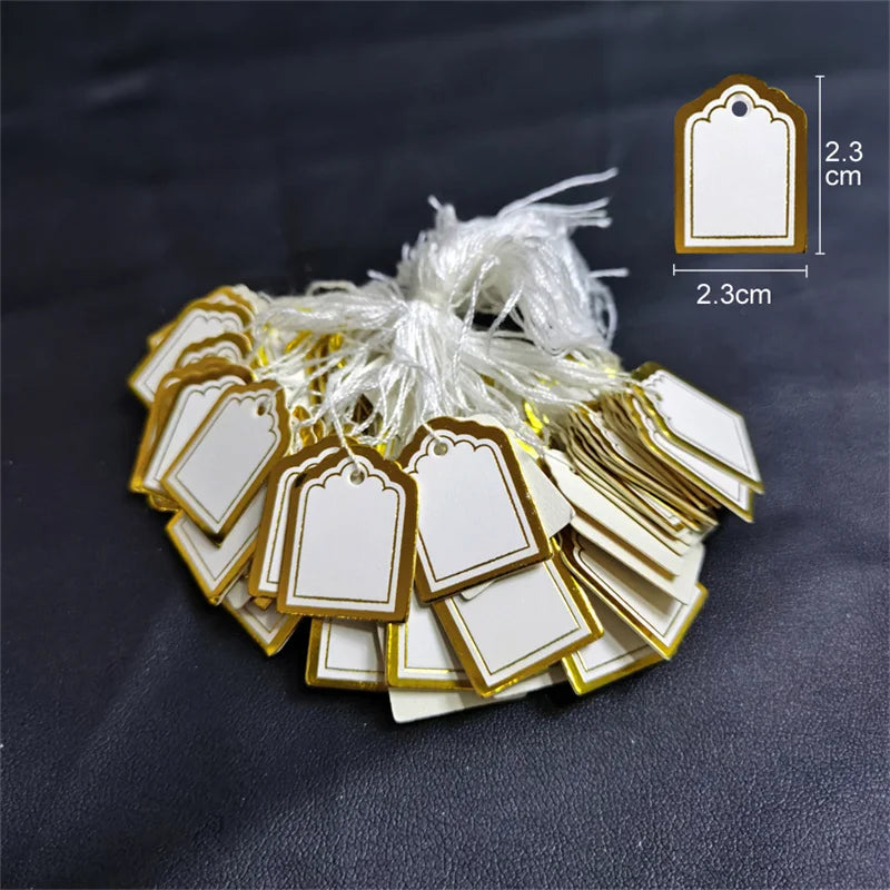 100pcs/lot Jewelry Price Tags Handwritten Labels with String Gold/Silver Color Paper for Accessories And Wares