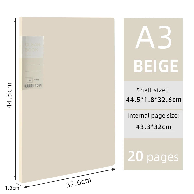A3 Side-Loading Portfolio 8K Album for Children's Certificates, Artwork, Drawing Paper, and Poster Collection Folder