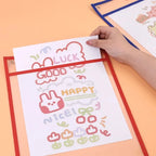 Waterproof Document Storage Pouch Reusable Dry Erasable File Bag Kids PVC Clear Diy Pockets Hanging File for Teaching Supplies