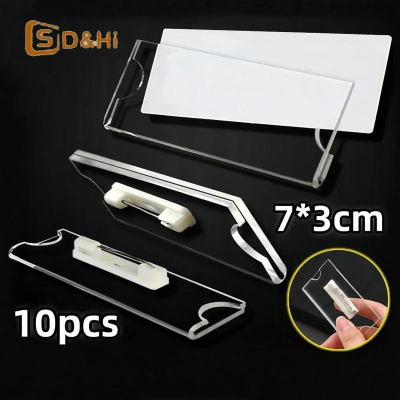 10/20/30Pcs Name Tag Blank Name Badges Acrylic Name Tag Holders 70x30mm Insert Blank Acrylic Nameplate