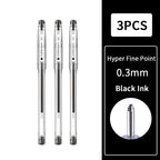 Hyper Fine Point，0.25mm,0.3mm,0.4mm，Gel Ink Pen， Black Ink,Smooth Writing for Teachers Office & School Supplies
