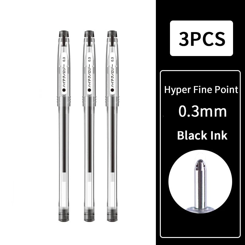 Hyper Fine Point，0.25mm,0.3mm,0.4mm，Gel Ink Pen， Black Ink,Smooth Writing for Teachers Office & School Supplies