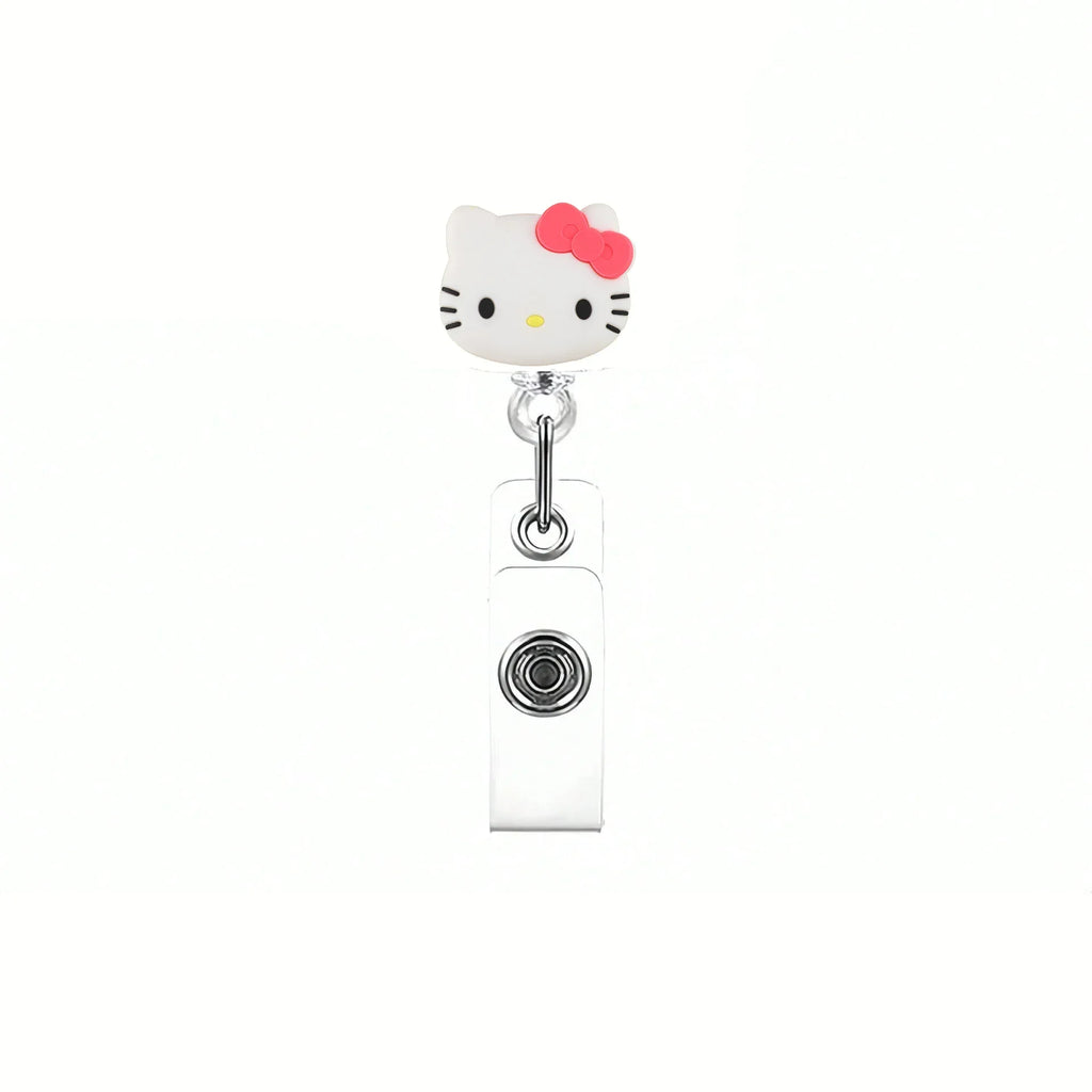 Kawaii Gift Kitty Cat Retractable Badge Reel Sparkling card holder accessories With Keychain For Women Student office supplies