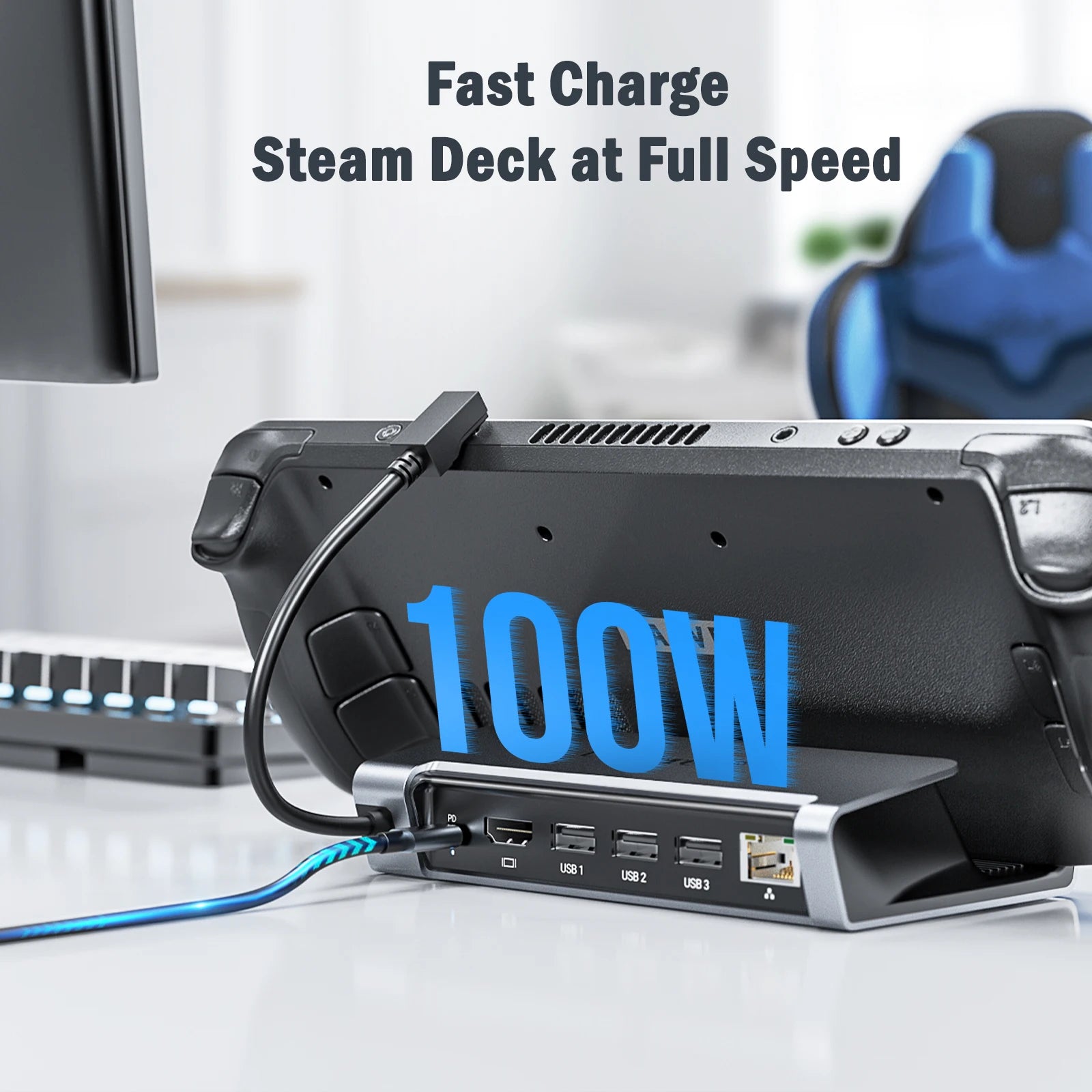 Lemorele X23L 6 IN 1 USB C Docking Station for Steam Deck 4K HDMI RJ45 1000M PD 100W Dock Switch for Projector PC TV USB C HUB