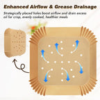 Large Air Fryer Disposable Paper Liners Nonstick 23cm Oven Airfryer Parchment Baking Paper for Ninja COSORI Grill Cooking Basket
