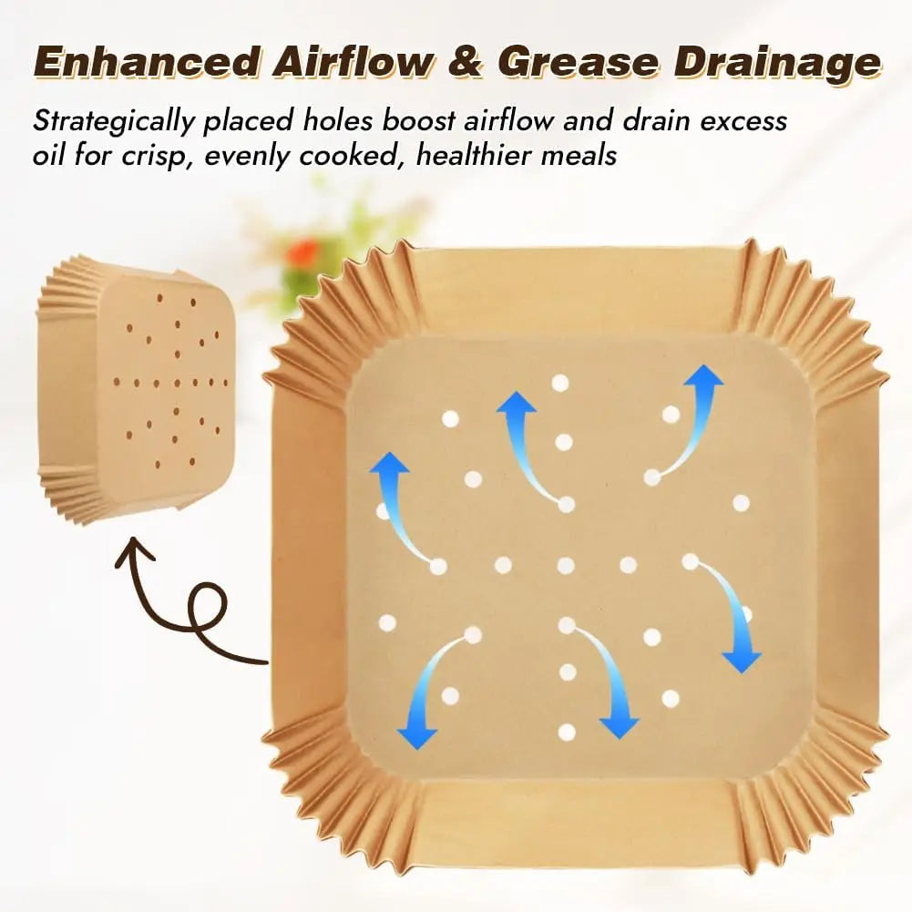 Large Air Fryer Disposable Paper Liners Nonstick 23cm Oven Airfryer Parchment Baking Paper for Ninja COSORI Grill Cooking Basket