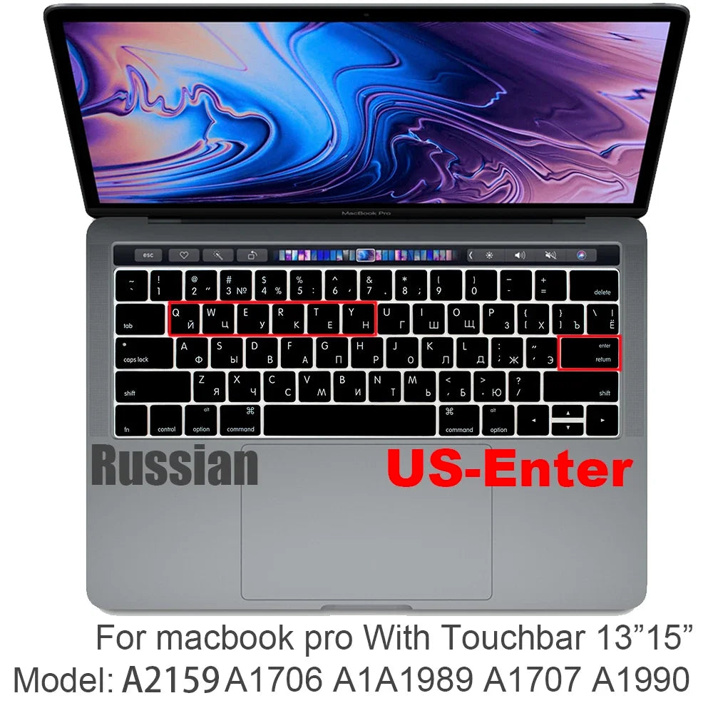 Russian Silicone Keyboard Cover Protector for Macbook Air13/12/15/16Pro Touchbar A2992/A3113/A2941/A1990/A3114/A2289A2337/A2141