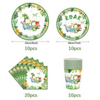 Cartoon Dinosaur Birthday Disposable Tableware Paper Plates Cups Napkin Tablecloth Dinosaur Roar Theme Birthday Party Decoration