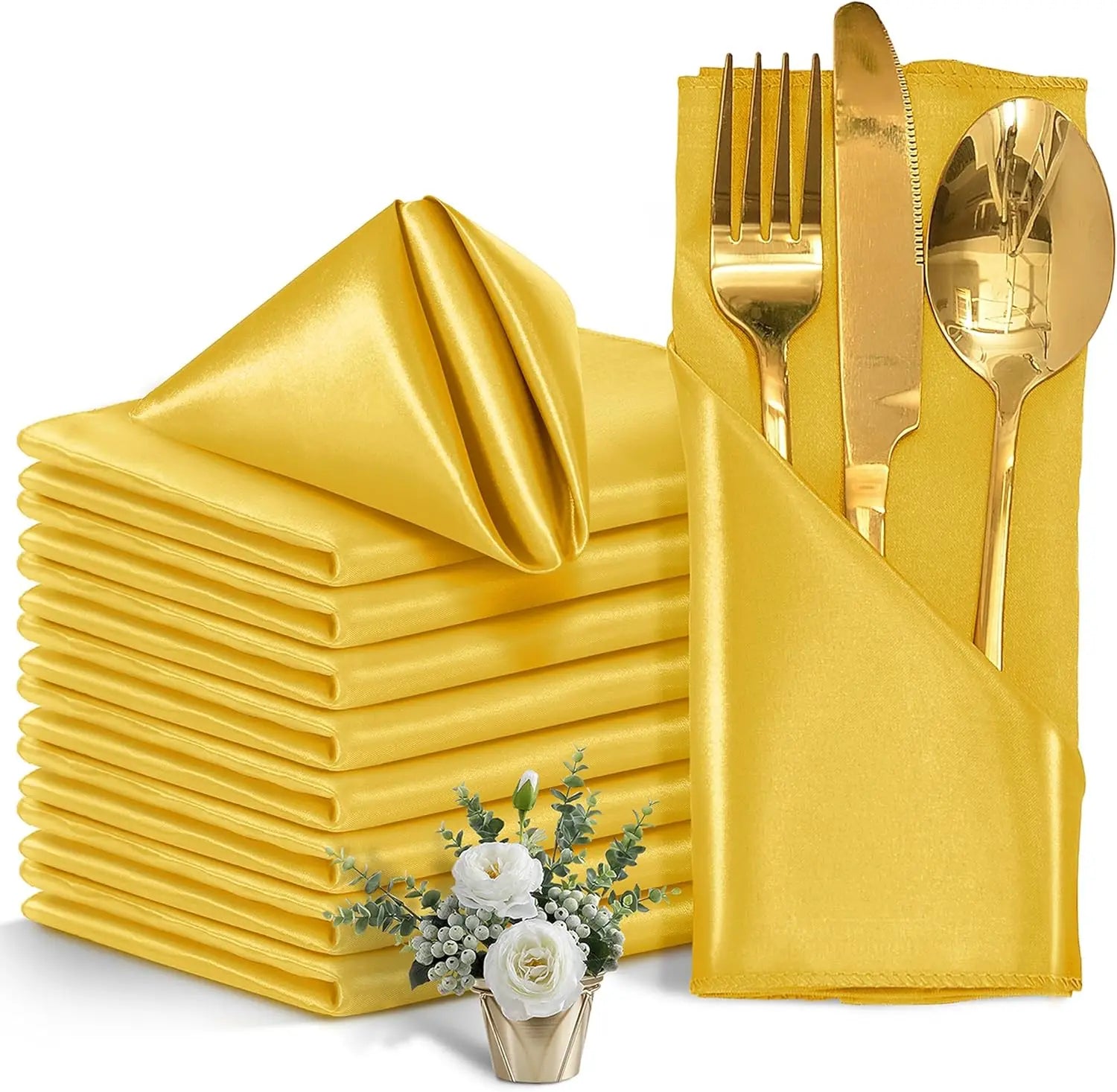 12PCS Red Satin Napkins 30x30cm, Silky Soft Smooth Washable Napkins for Restaurant, Weddings, Dinner, Party,Christmas Decoration