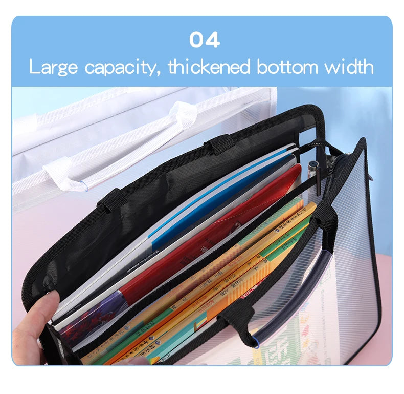 Transparent A4 Handbag Six Colors Large Capacity Waterproof Documents Students Business Portable Bag