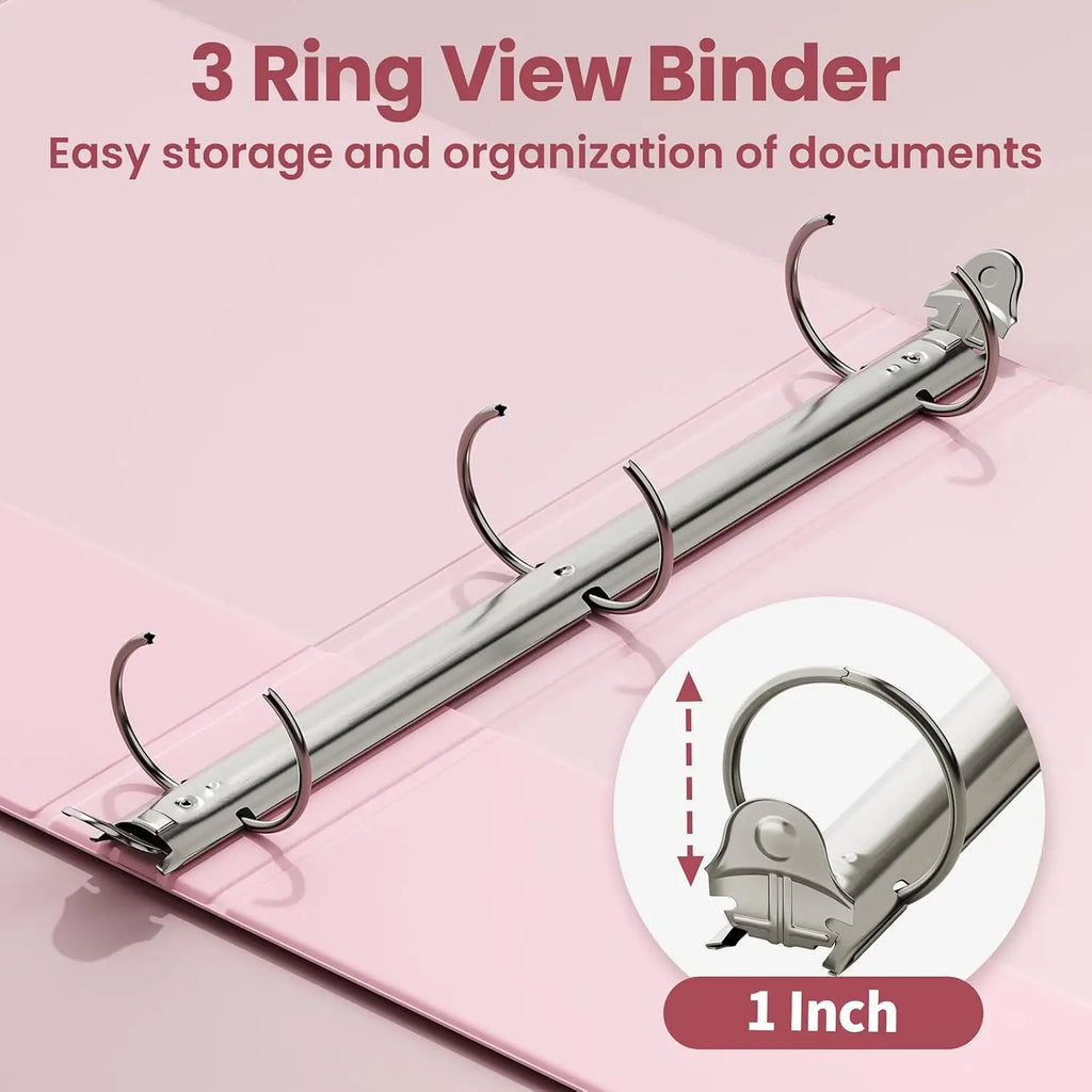 3 Ring Binder 1 Inch 2 Pack, Clear View Binder Three Ring PVC-Free (Fit 8.5x11 Inches) for School or Office Supplies