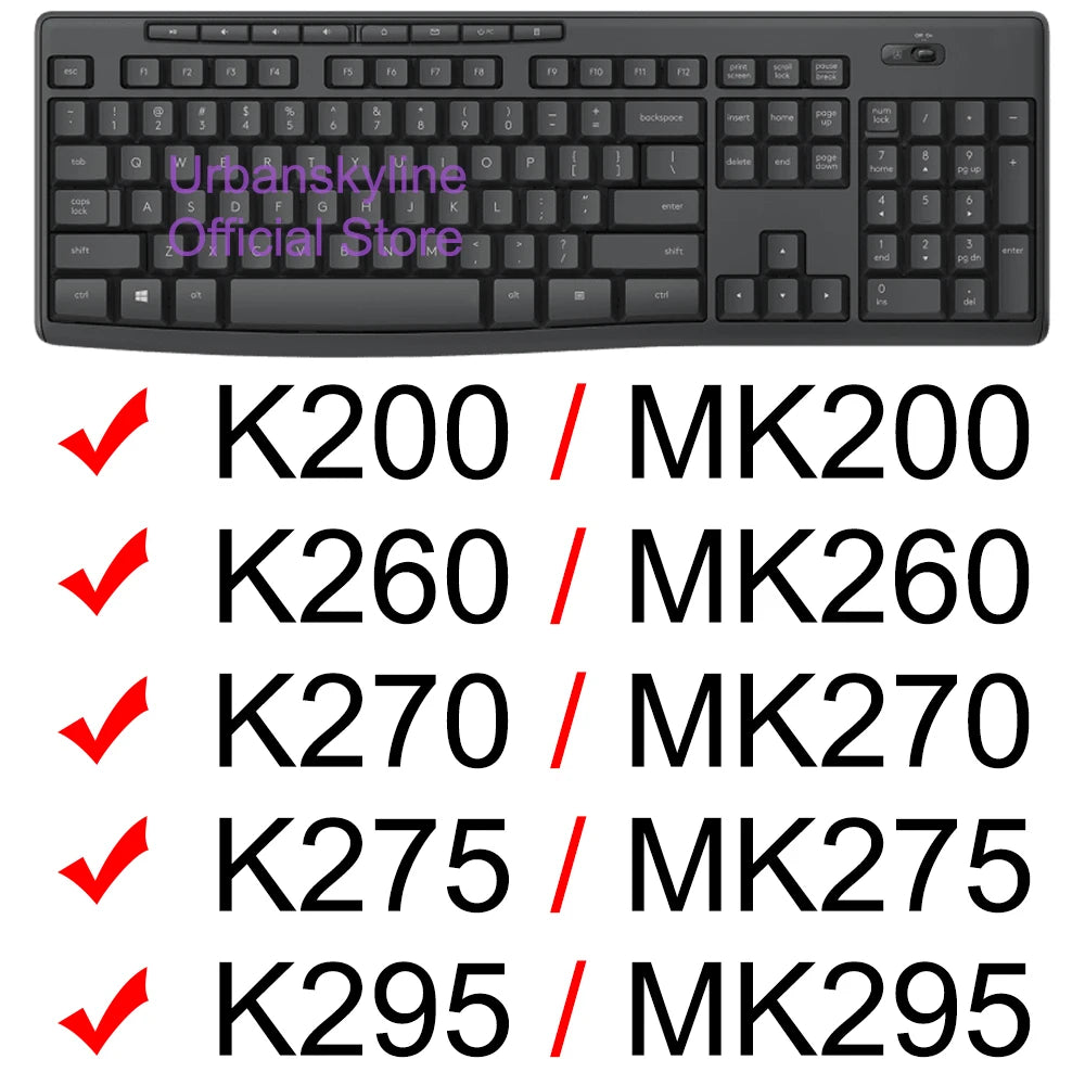 Keyboard Cover for Logitech K200 K260 K270 K275 K295 MK200 MK260 MK270 MK275 MK295 Silicone Protector Skin Case Film Clear Black