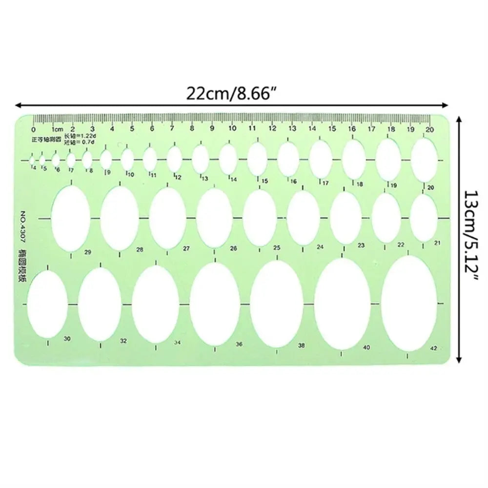 17 Styles Rulers Green Plastic Circles Geometric Template Ruler Stencil Measuring Tool Stationery Students Drawing Curve Ruler