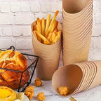50/100PCS Disposable French Fries Cups Kraft Paper Snack Cups Ice Cream Waffles Dessert Catering Party Food Containers Supplies