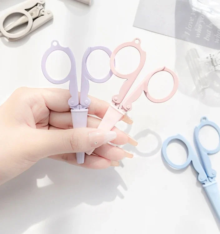 Cute Foldable Scissors Mini Morandi Paper Cutter Knife Portable Envelopes Opener DIY Handmade Art Tools School Office Supplies