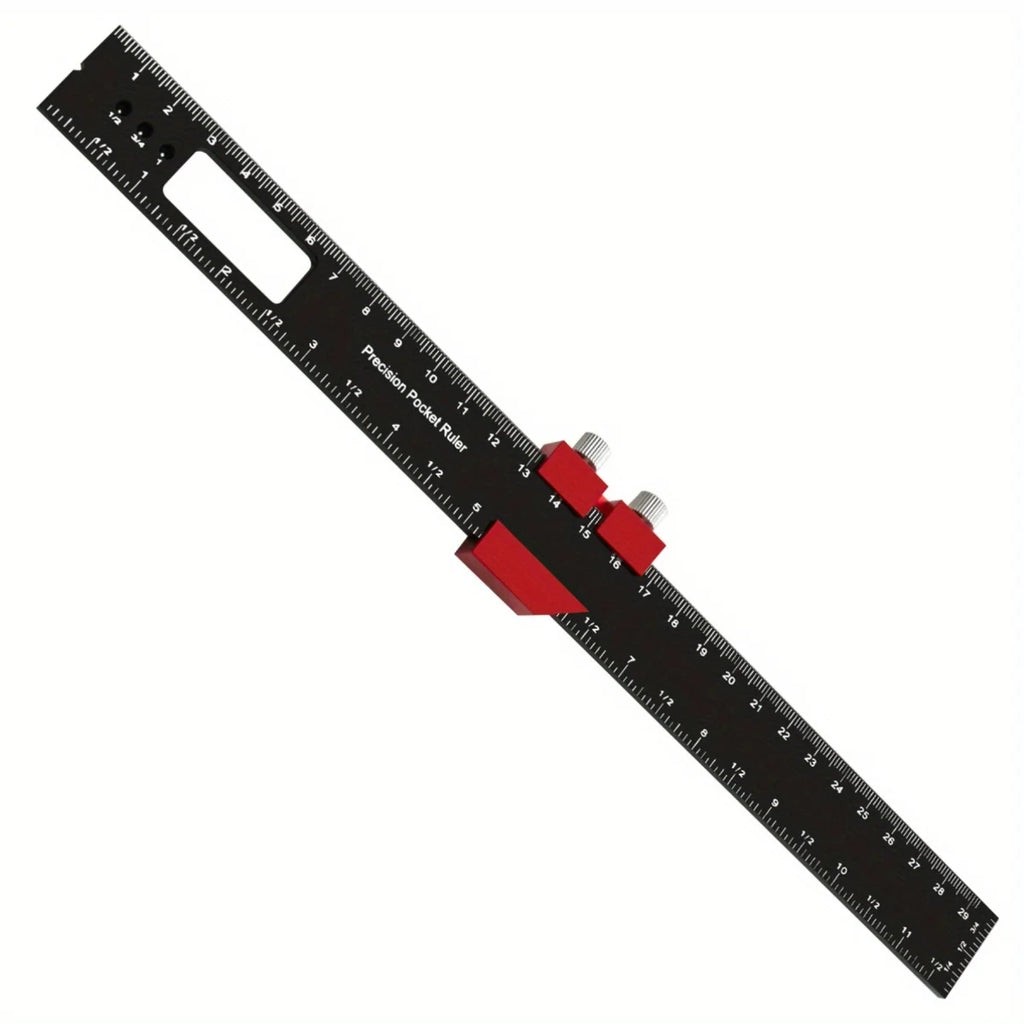 Woodworking Pocket Ruler Aluminum Alloy T-Type Scribing Square Layout Tool,  Accurate Slide Ruler Inch And Metric Measurements