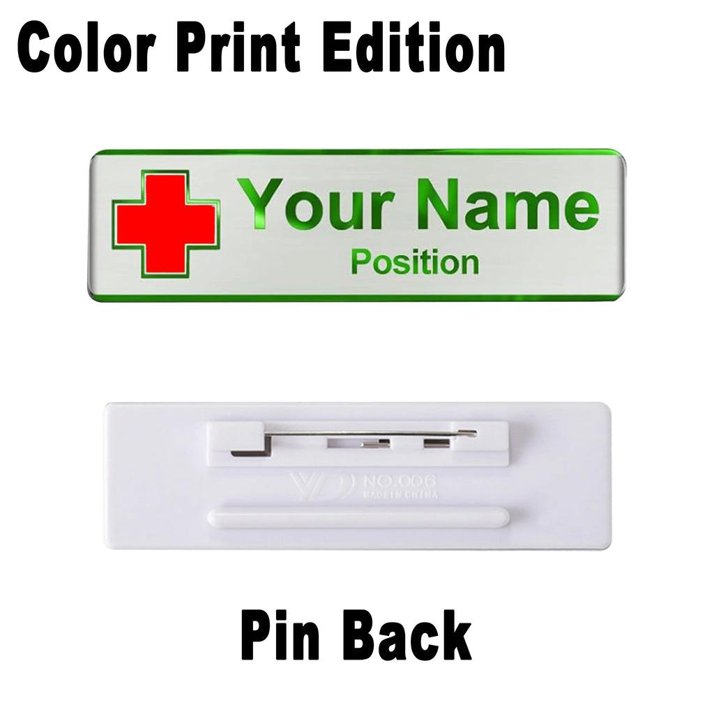 Custom Name Badge Engraved Personalized Name Plate Stainless Steel Custom Name Tag with Magnetic Pin Back Pin Clip