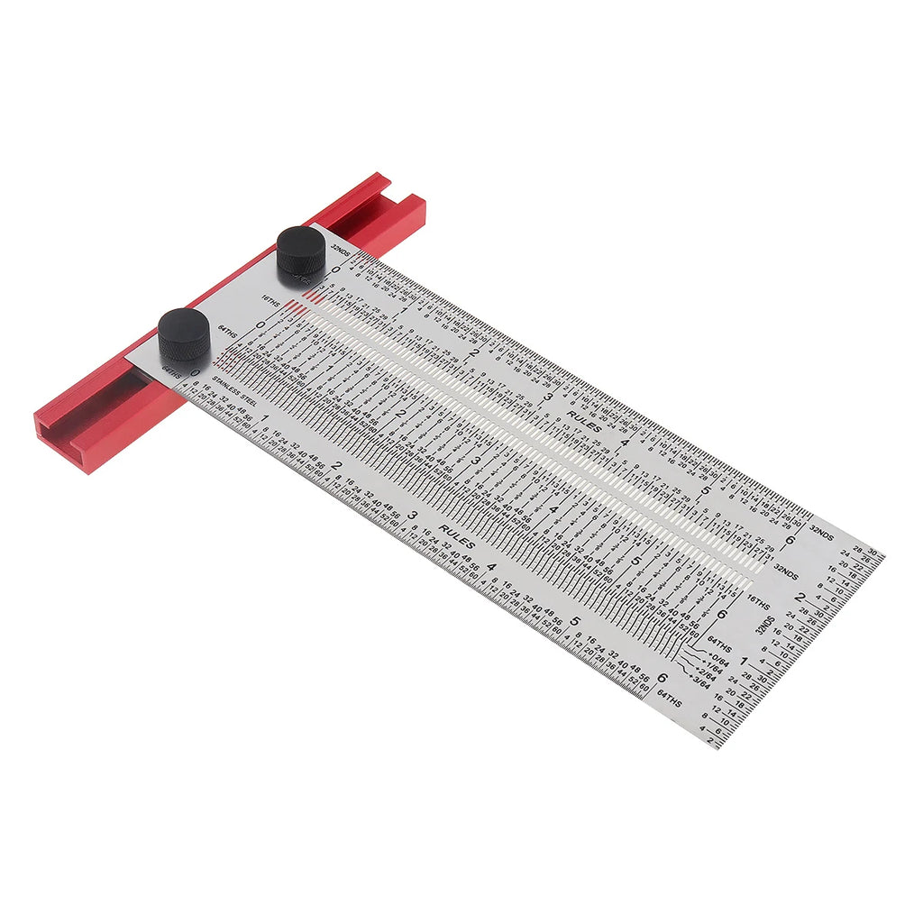 6/12 Inch Line Ruler Precision Marking 1/ 64" T Rule Woodworking Tools Stainless Steel Positioning Scribe Gauge with Marking Pen